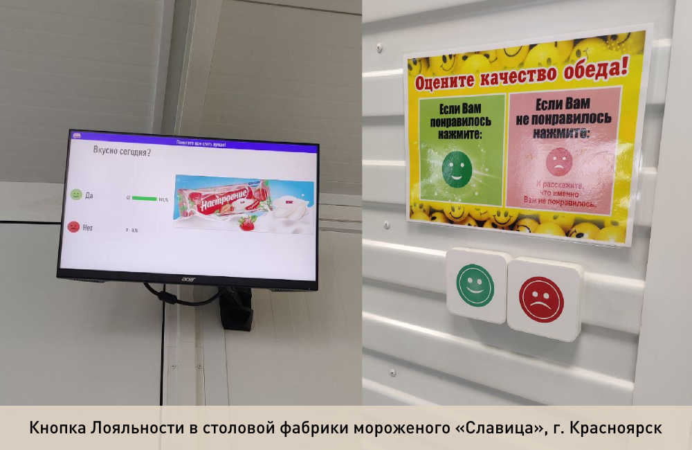 Кнопка Лояльности в столовой фабрики мороженого «Славица», г. Красноярск